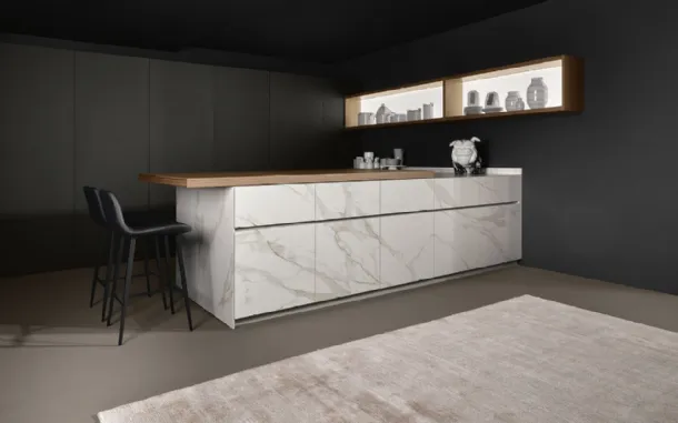 Design kitchen with Giza peninsula in cement and ceramic by Maistri