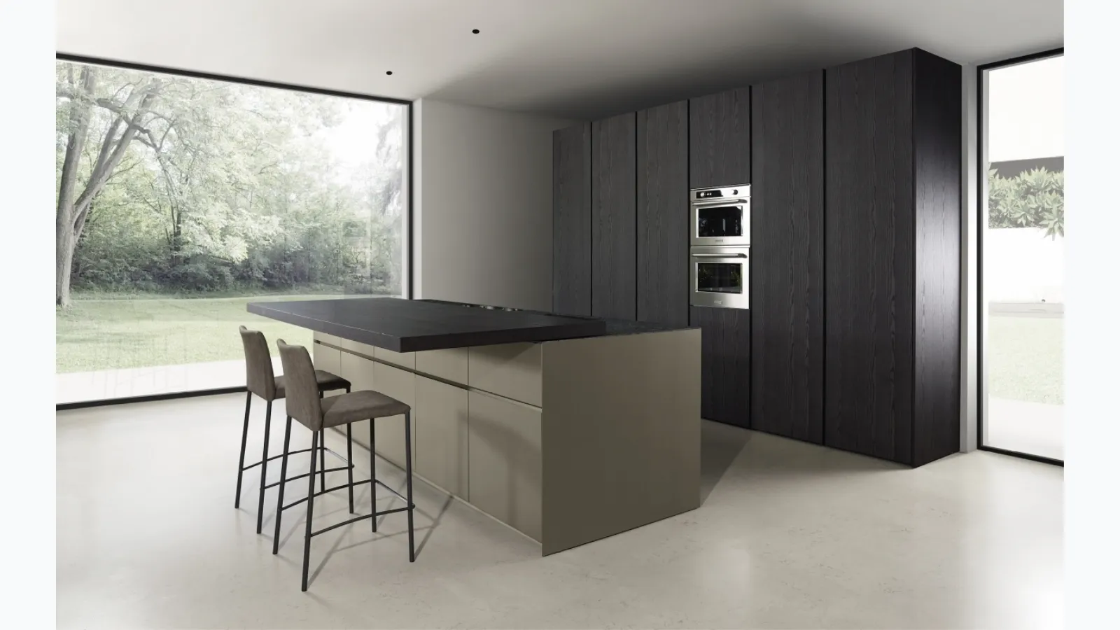 Giza wooden kitchen design with Maistri island.