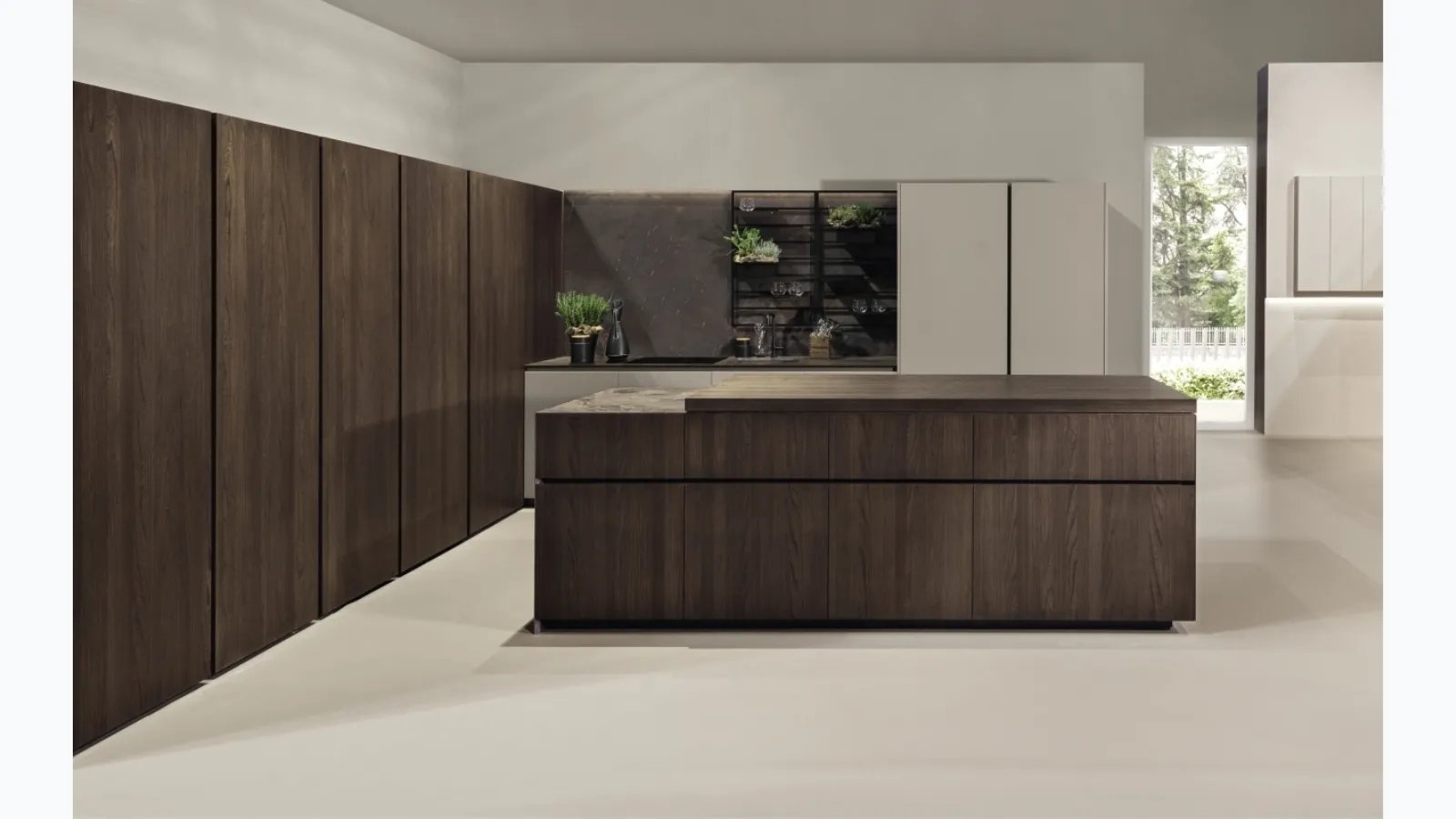 Design kitchen Giza in wood with island by Maistri.