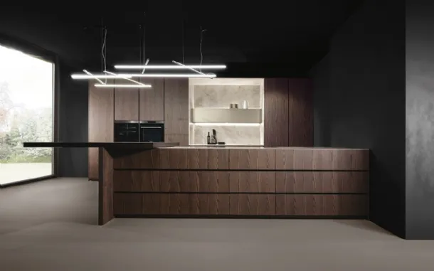 Giza kitchen with peninsula in ash wood by Maistri Design.