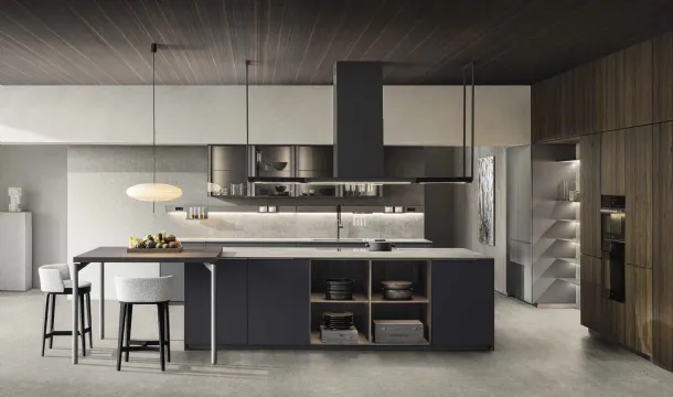 Design kitchen with InDada island in Fenix Gray Bromo by Molteni & C