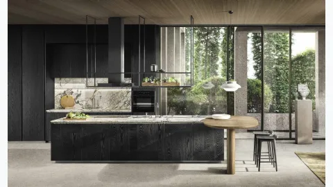 Design Kitchen with Intersection Island in Black Oak with Molteni & C marble top
