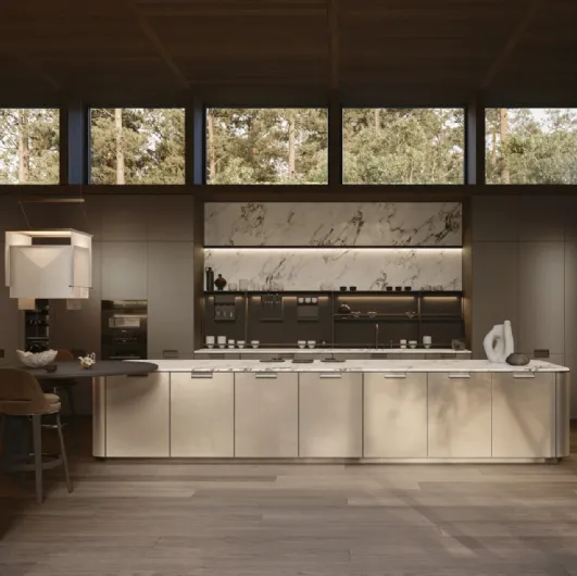 Design Kitchen with Physis island in Bronze lacquer and Iris by Molteni & C