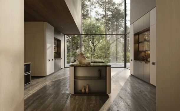 Physis Design Kitchen in Pewter lacquer and Oak by Molteni & C