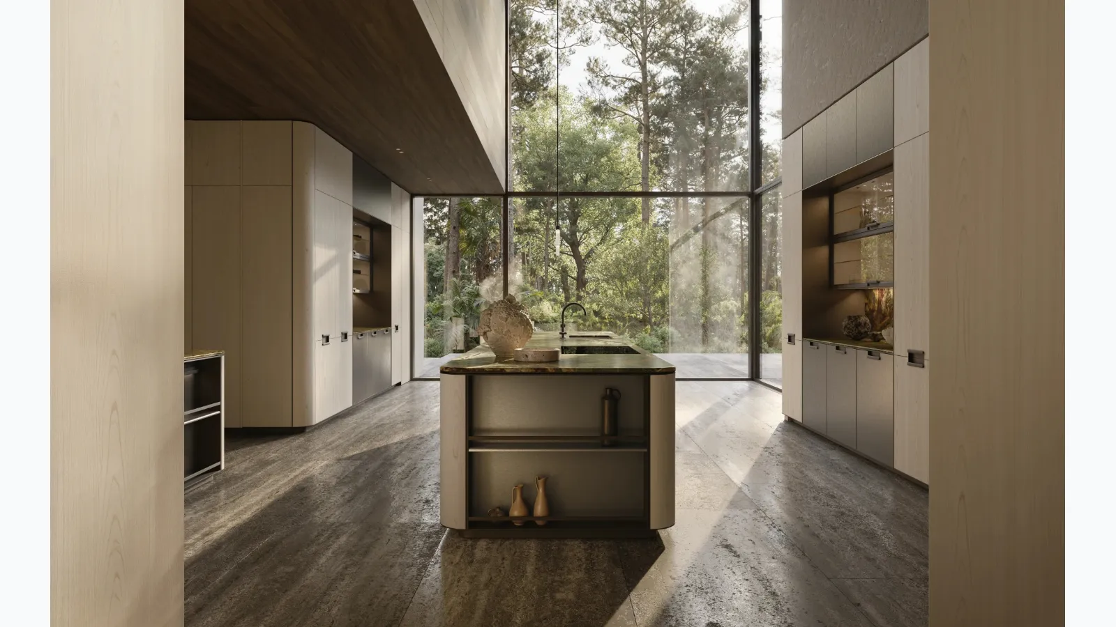 Physis Design Kitchen in Pewter lacquer and Oak by Molteni & C