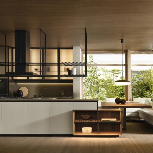 Prime Design Kitchen with Island in Peltro Lacquer by Molteni & C
