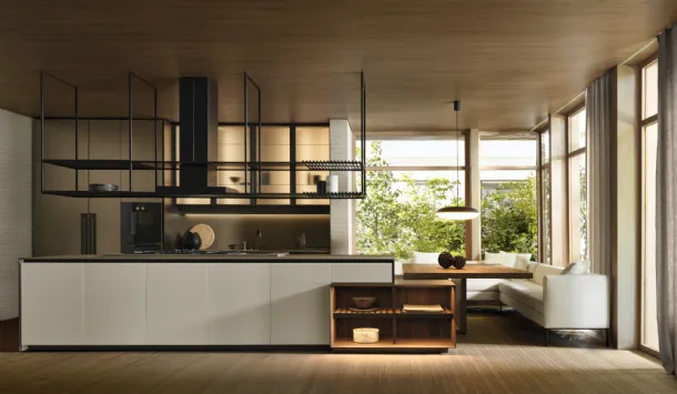Prime Design Kitchen with Island in Peltro Lacquer by Molteni & C