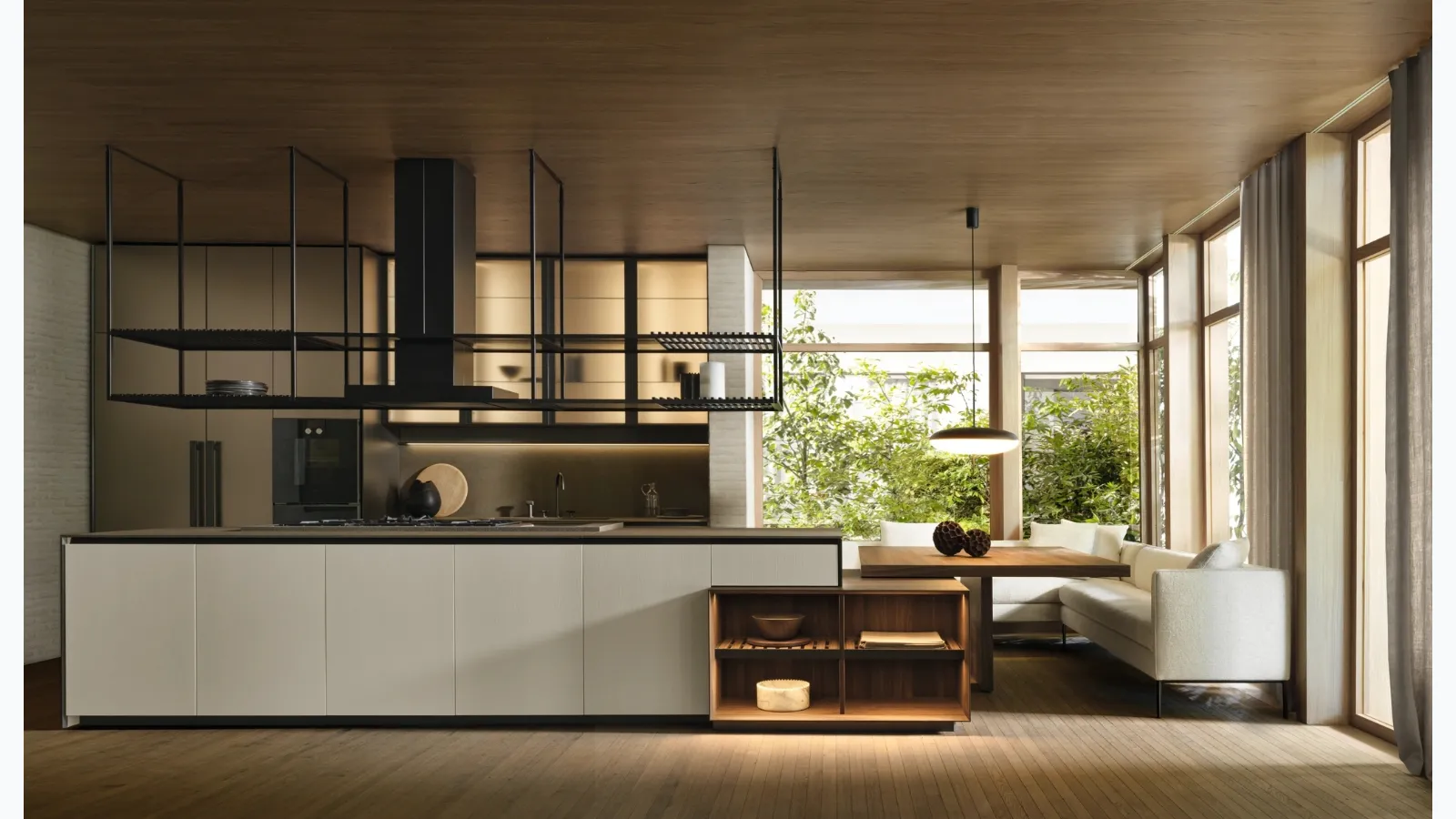 Prime Design Kitchen with Island in Peltro Lacquer by Molteni & C