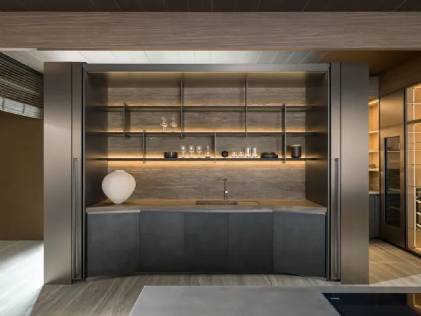 Tivalì 2|0 Design Kitchen By Yabu Pushelberg in Anthracite Lacquer by Molteni & C