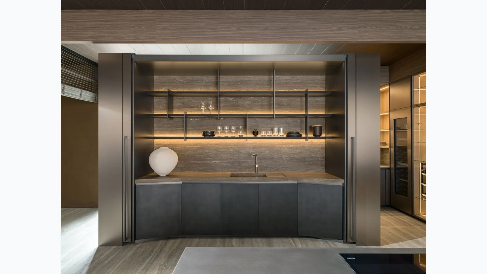 Tivalì 2|0 Design Kitchen By Yabu Pushelberg in Anthracite Lacquer by Molteni & C