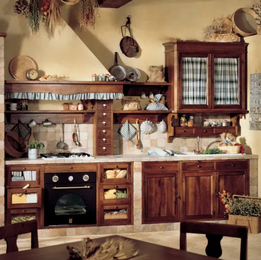 Linear masonry kitchen in wood Doralice by Marchi