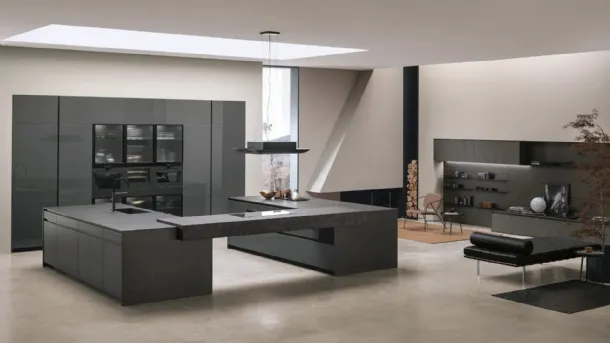 Modern kitchen with double island Aliant 01 by Stosa