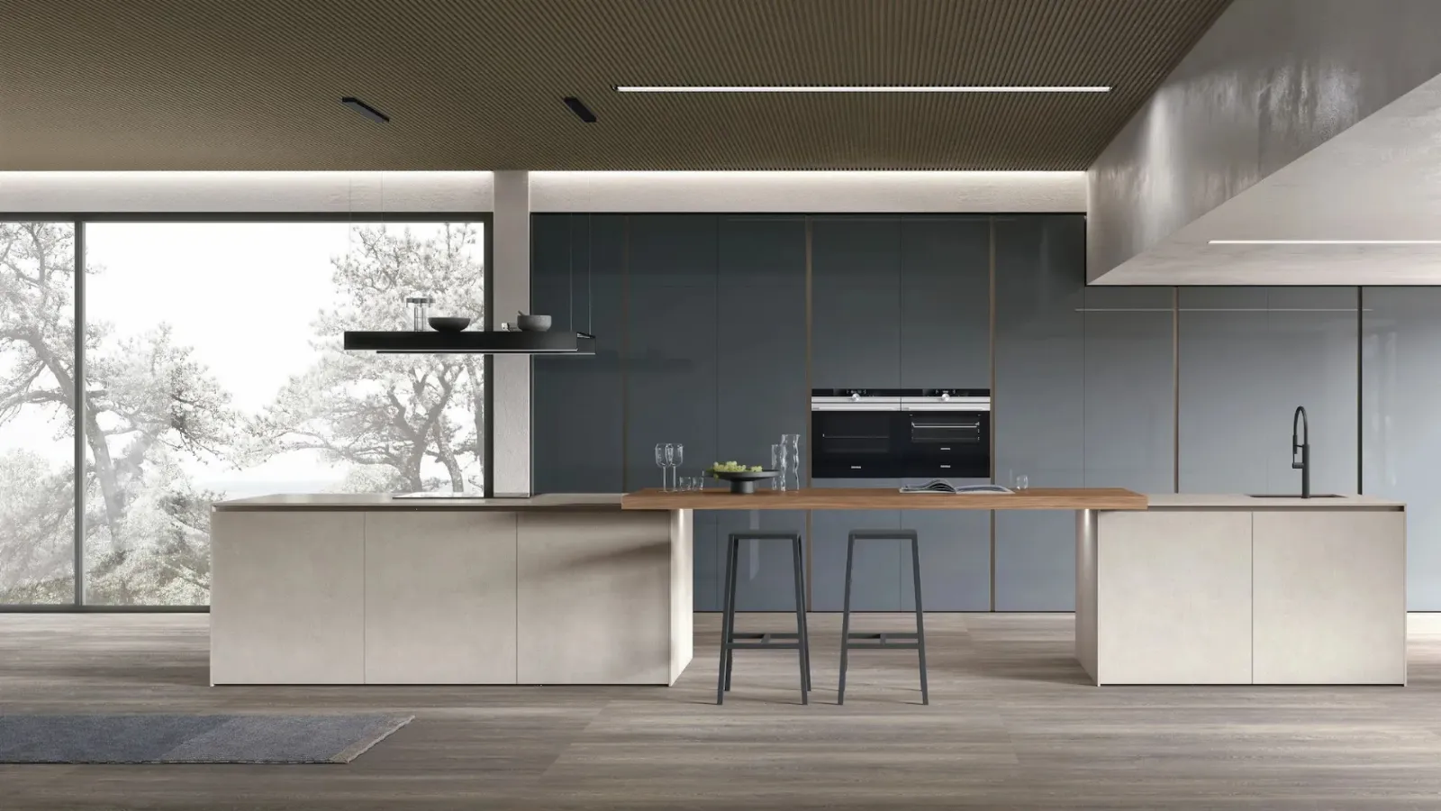 Modern kitchen with double Aliant 04 island by Stosa.