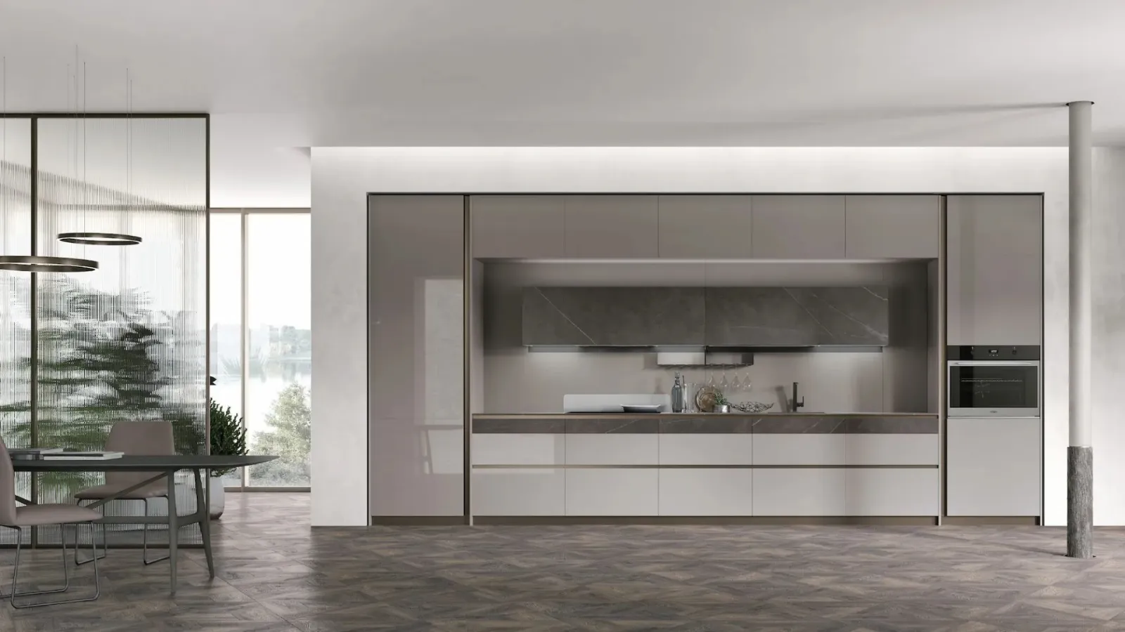 Modern linear kitchen Aliant 06 by Stosa