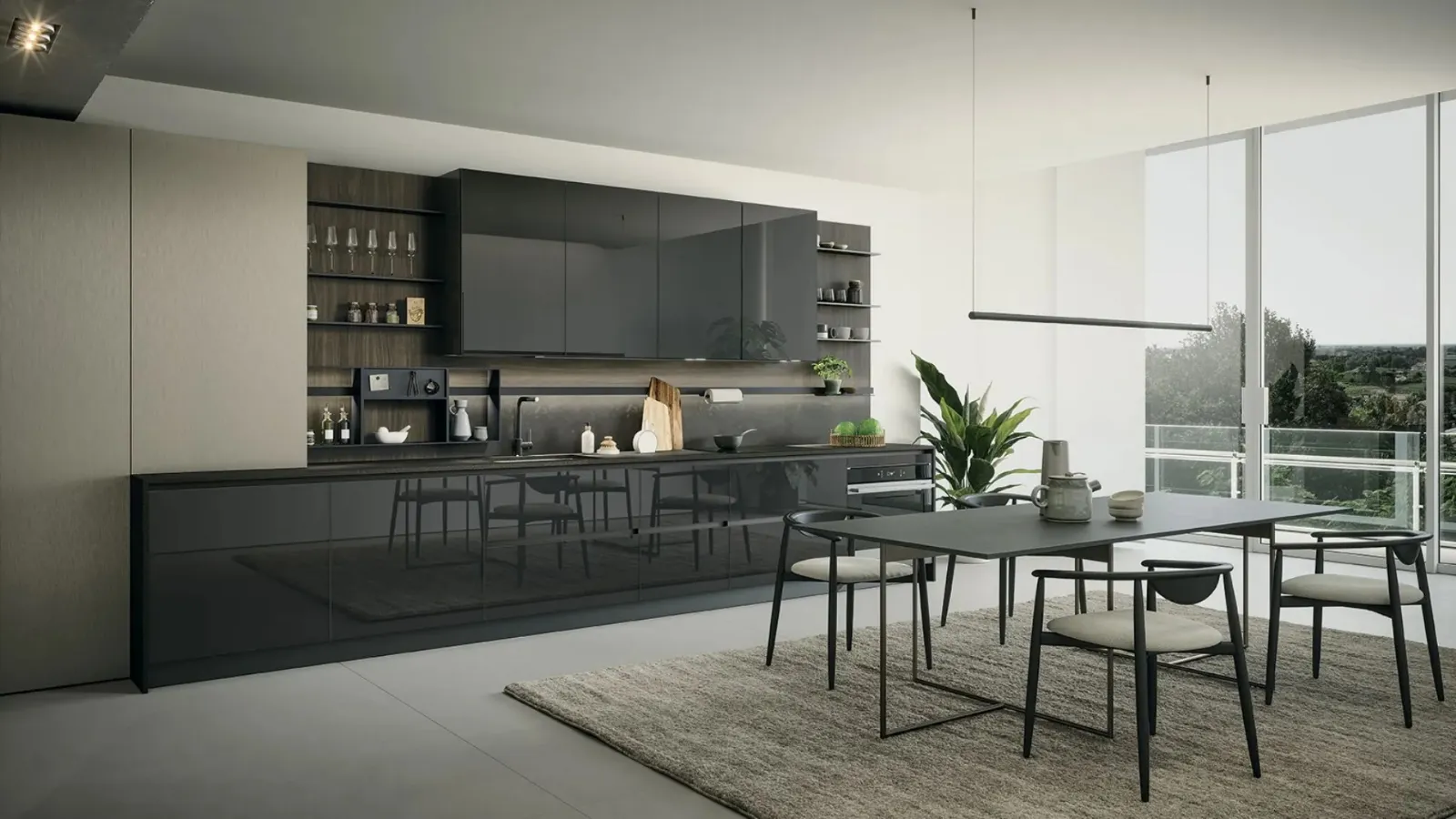 Modern linear kitchen Aria Tech 01 by Forma Cucine.