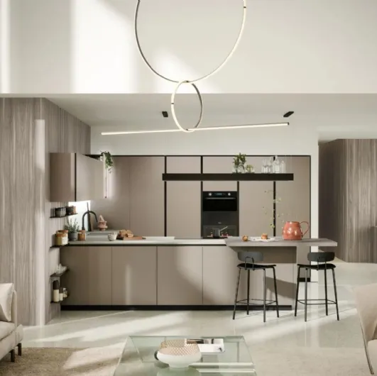 Modern kitchen with peninsula Aria Tech 04 by Forma Cucine.