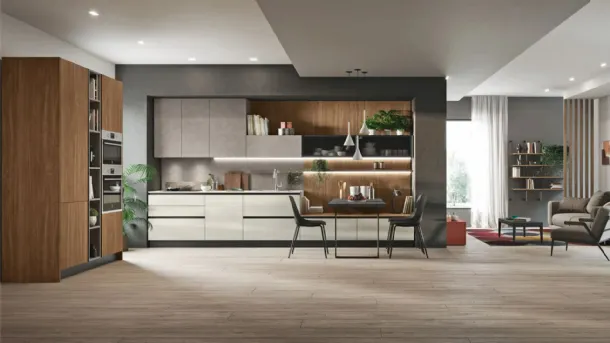 Modern Art-Kaya 02 kitchen in textured concrete by Stosa.