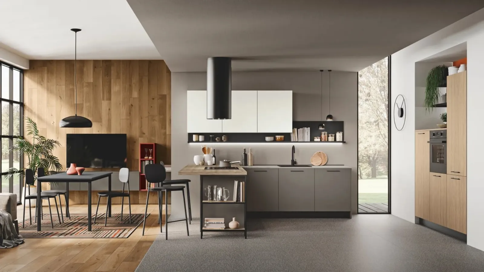 Modern kitchen with peninsula Art-Kaya 03 by Stosa.