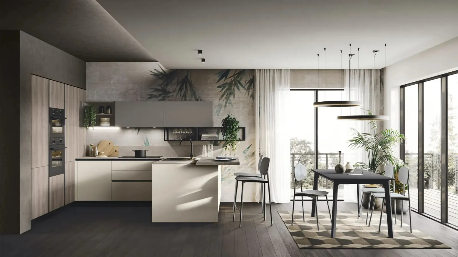 Modern Kitchen with Art-Kaya 05 peninsula by Stosa