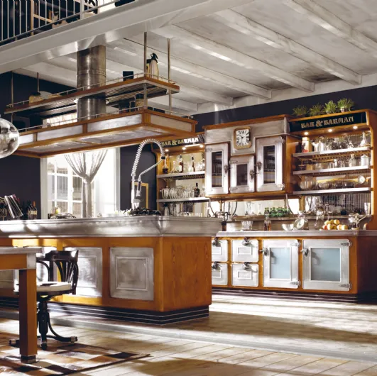 Modern Kitchen with Bar Counter & Bartender by Marchi