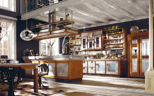 Modern Kitchen with Bar Counter & Bartender by Marchi