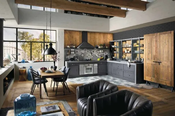 Modern corner kitchen Brera 76 in lacquered wood by Marchi