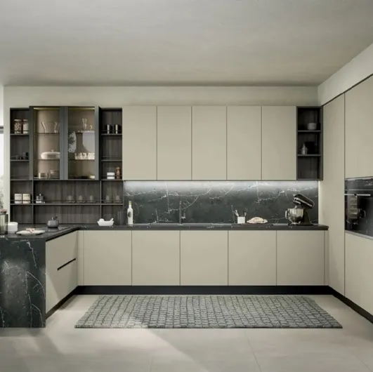 Modern kitchen with peninsula Colibrì 02 by Forma Cucine