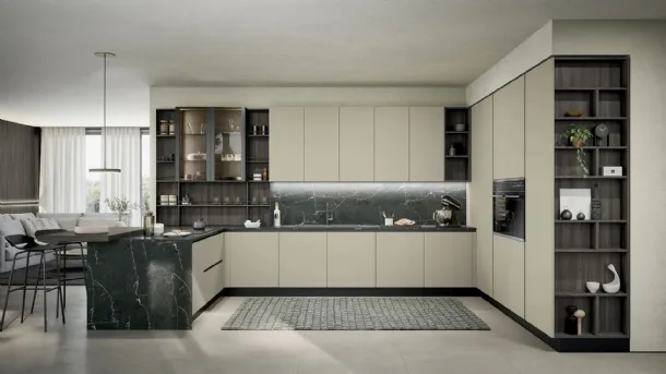 Modern kitchen with peninsula Colibrì 02 by Forma Cucine