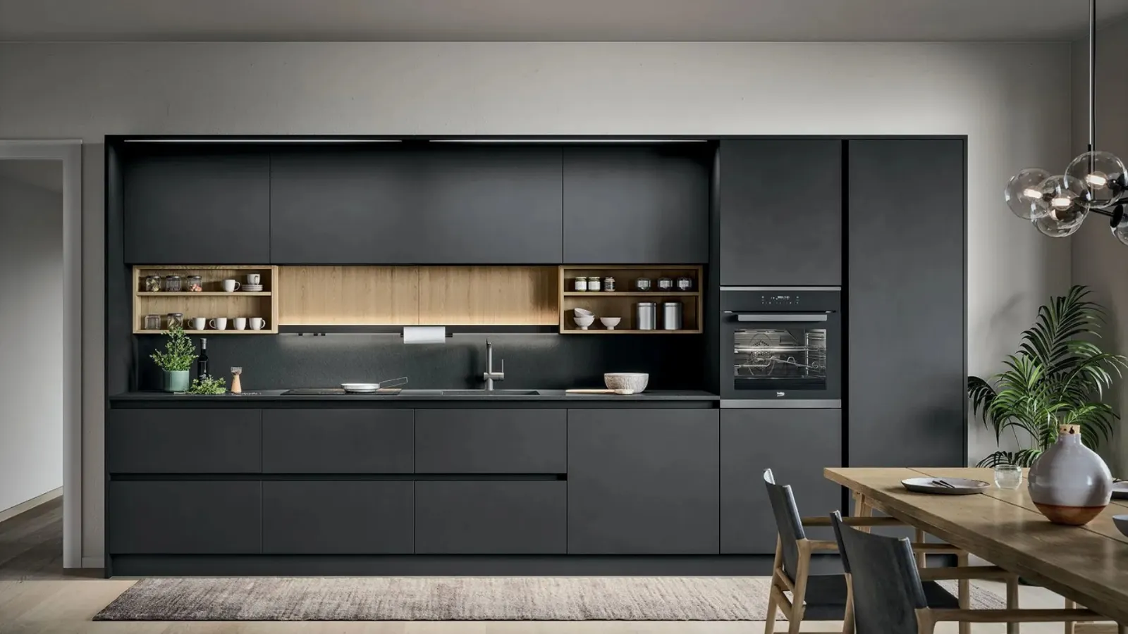 Modern linear kitchen Colibrì 04 by Forma Cucine.