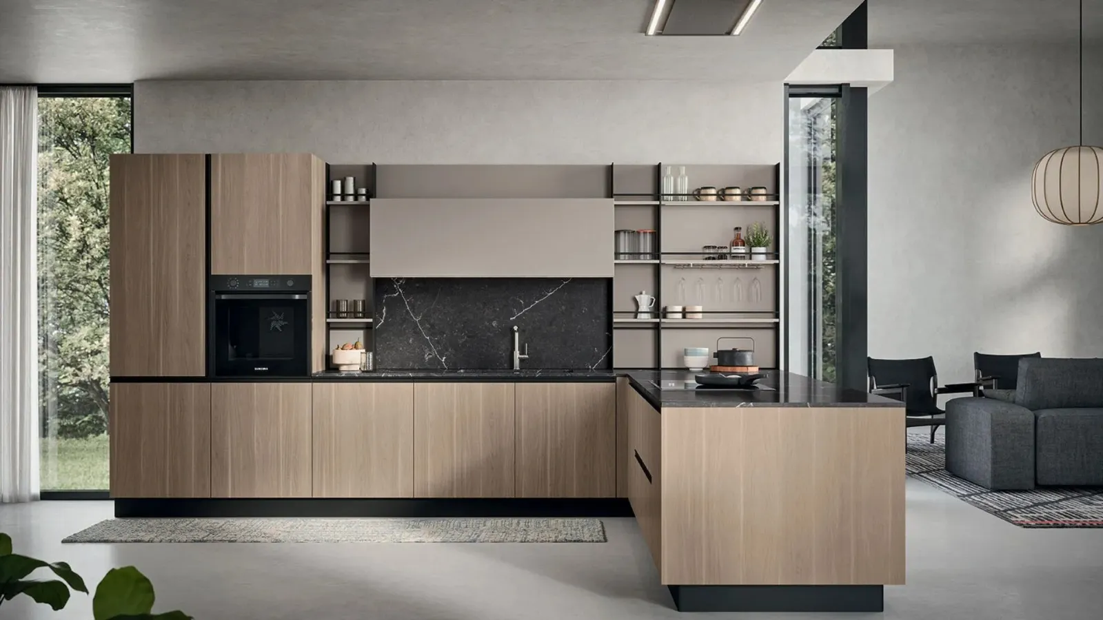 Modern kitchen with Colibrì peninsula Form Follows Function Kitchens.