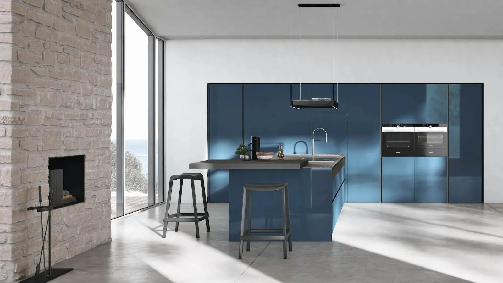 Modern kitchen with Color Trend 06 peninsula by Stosa