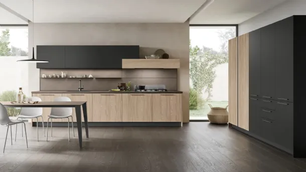 Modern Linear Infinity 09 Kitchen in Oak and PET by Stosa