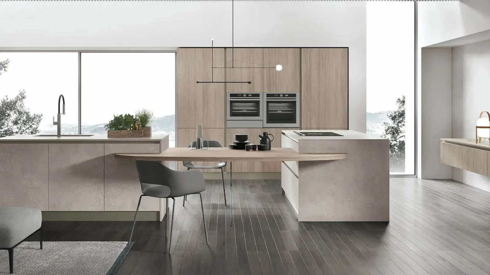 Modern kitchen with double Infinity 09 island by Stosa
