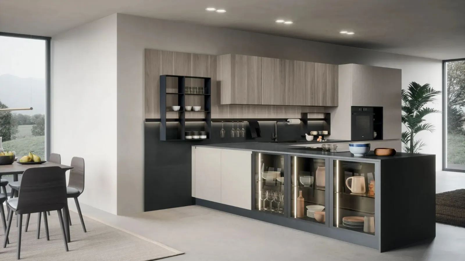 Modern kitchen with peninsula Joy 03 by Forma Cucine