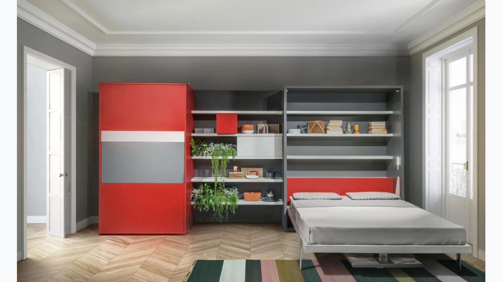 Cucina Moderna Kitchen Box Environment 11, a transformable and integrable minikitchen in Clei's Living & Young System programs.