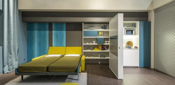 Modular and transformable modern kitchen box by Cucina Moderna, which can be integrated into the Living & Young System programs by Clei.