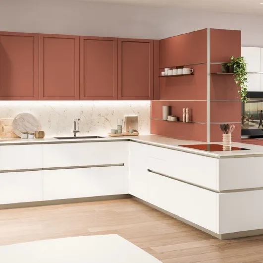 Modern Kitchen with Lounge Peninsula 01 by Veneta Cucine