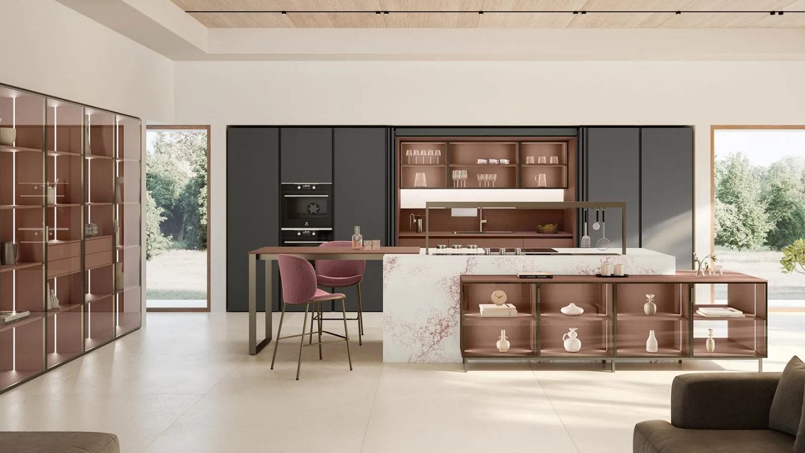 Modern Kitchen with Lounge Island 02 by Veneta Cucine