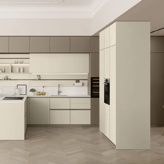 Modern Kitchen with Lounge Peninsula 03 by Veneta Cucine