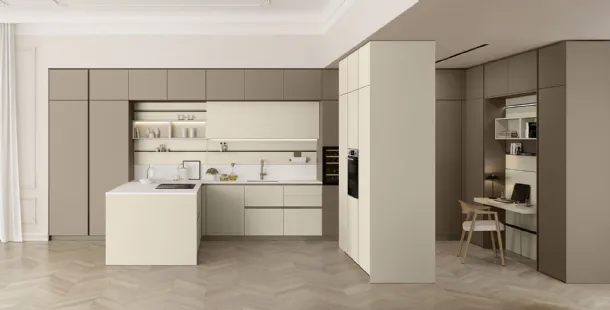 Modern Kitchen with Lounge Peninsula 03 by Veneta Cucine