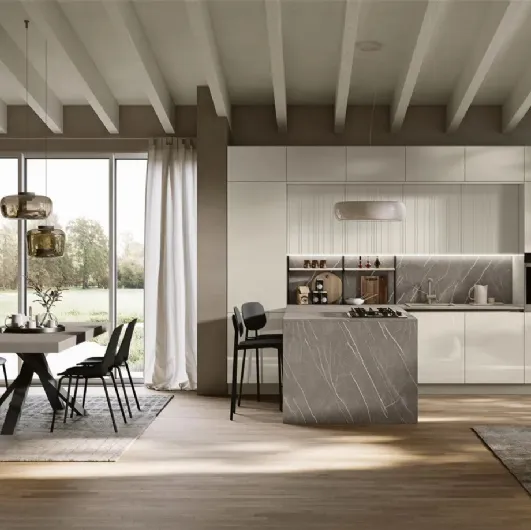 Modern kitchen with Art-Lumia peninsula by Stosa
