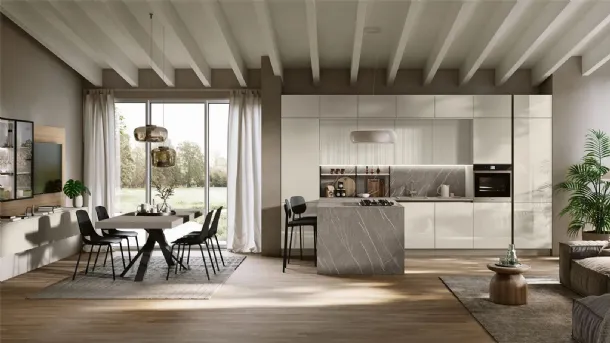 Modern kitchen with Art-Lumia peninsula by Stosa