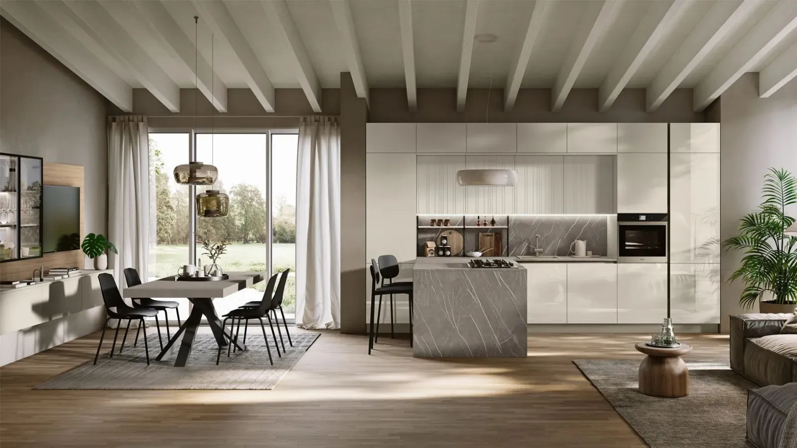 Modern kitchen with Art-Lumia peninsula by Stosa