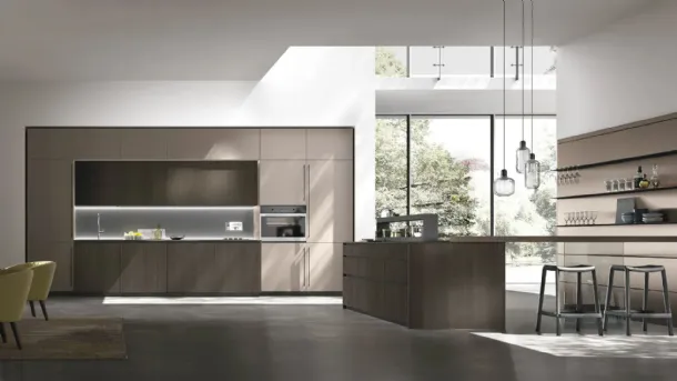 Modern Kitchen with Metropolis 03 Island in Oak and Pet by Stosa
