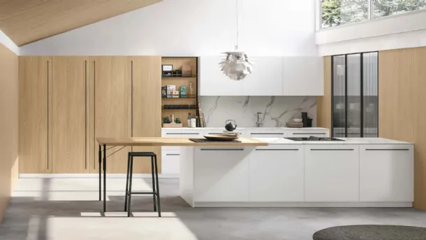 Modern kitchen with Metropolis 05 peninsula by Stosa.