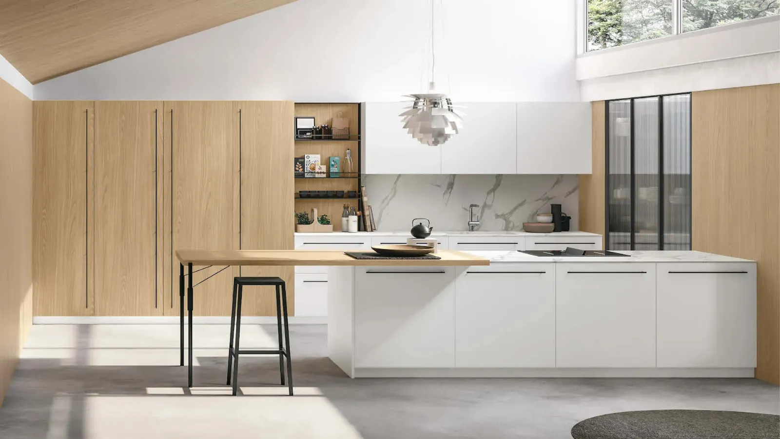 Modern kitchen with Metropolis 05 peninsula by Stosa.