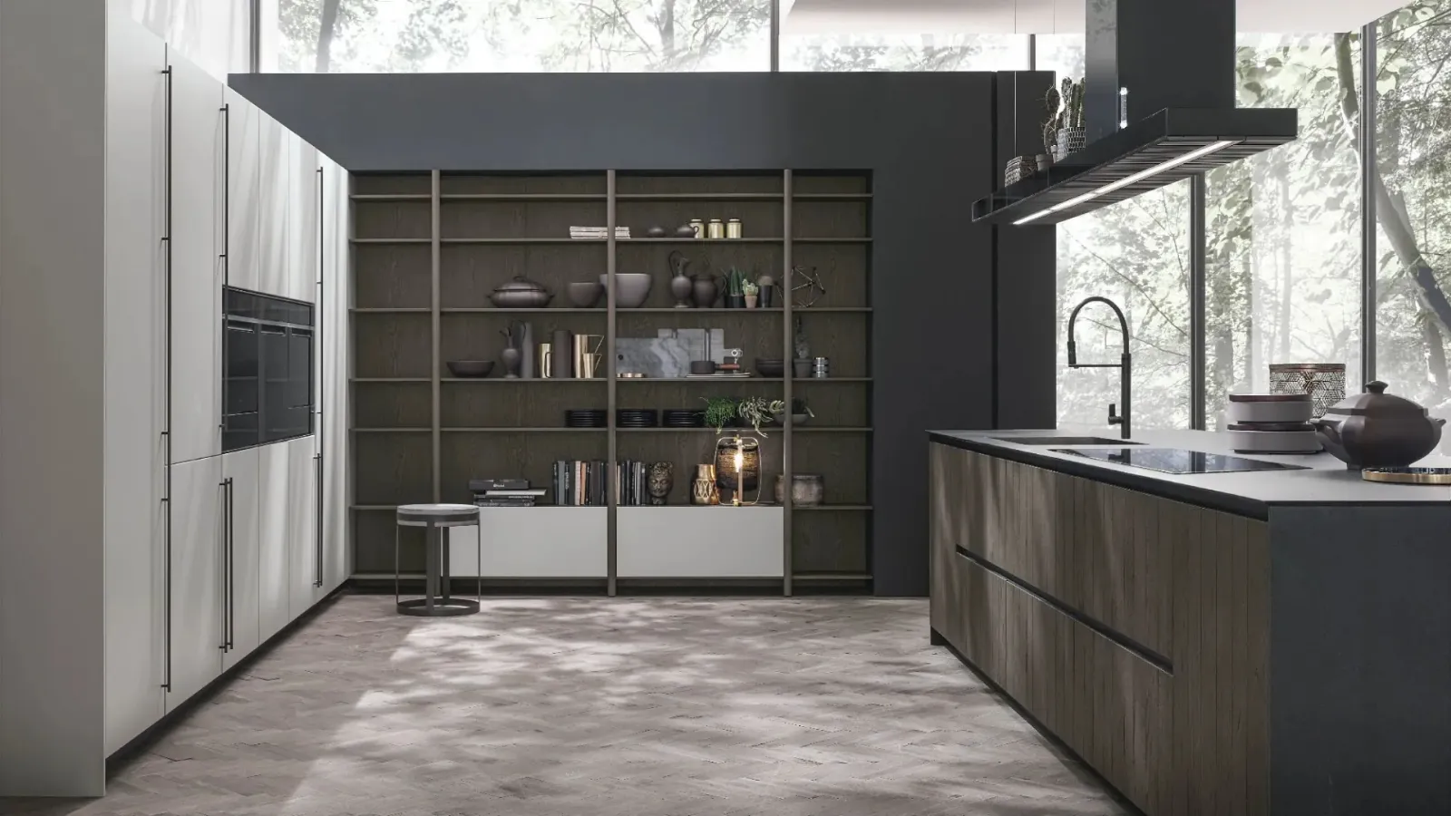 Modern Kitchen with Natural 07 Island by Stosa