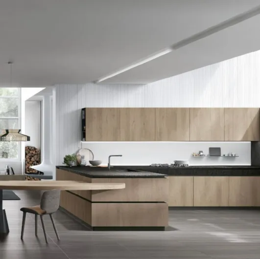 Modern kitchen with peninsula Natural 11 by Stosa