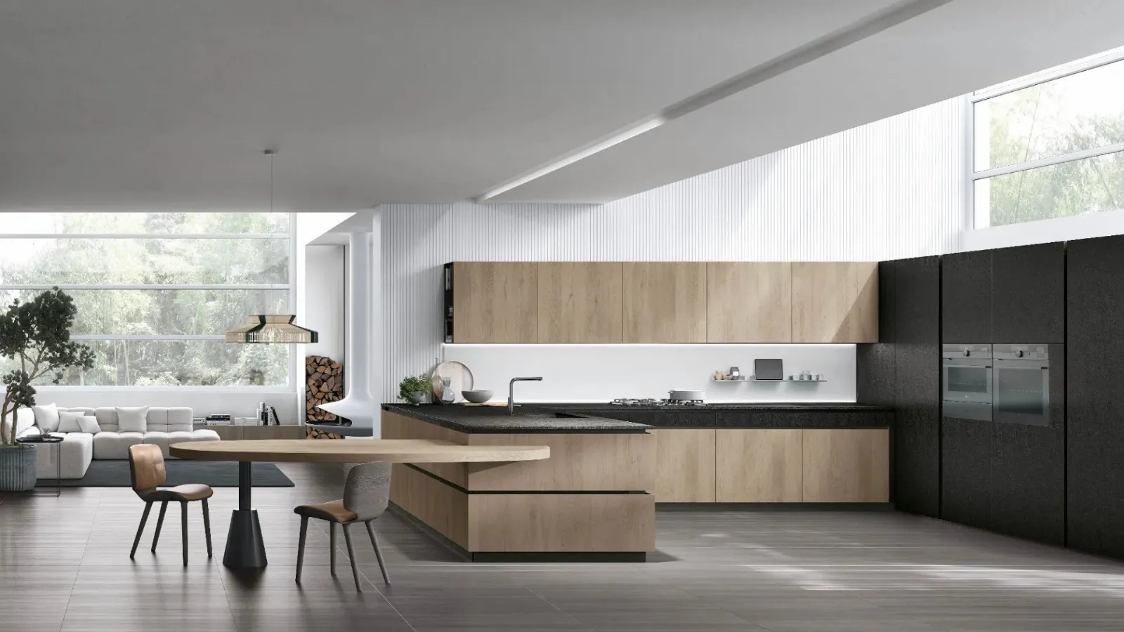 Modern kitchen with peninsula Natural 11 by Stosa