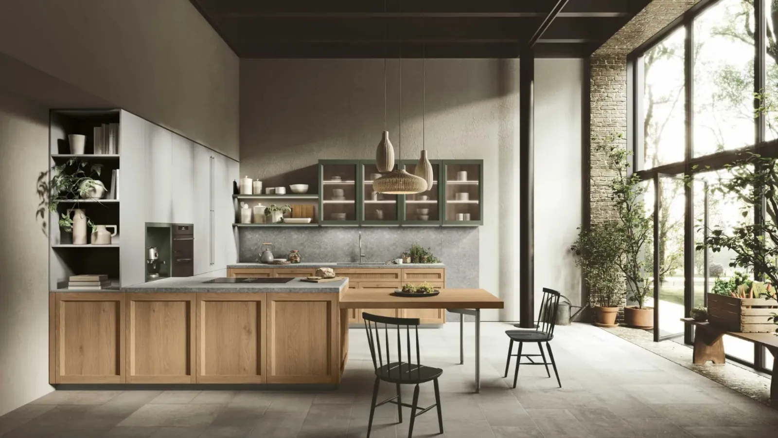Modern kitchen with Palio 07 peninsula by Stosa